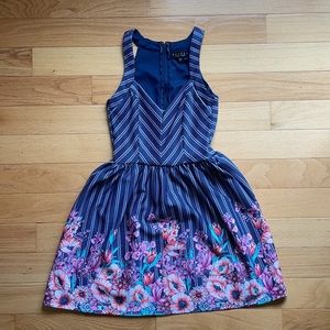 Pretty Navy striped and floral fit and flare dress.  Worn only once.